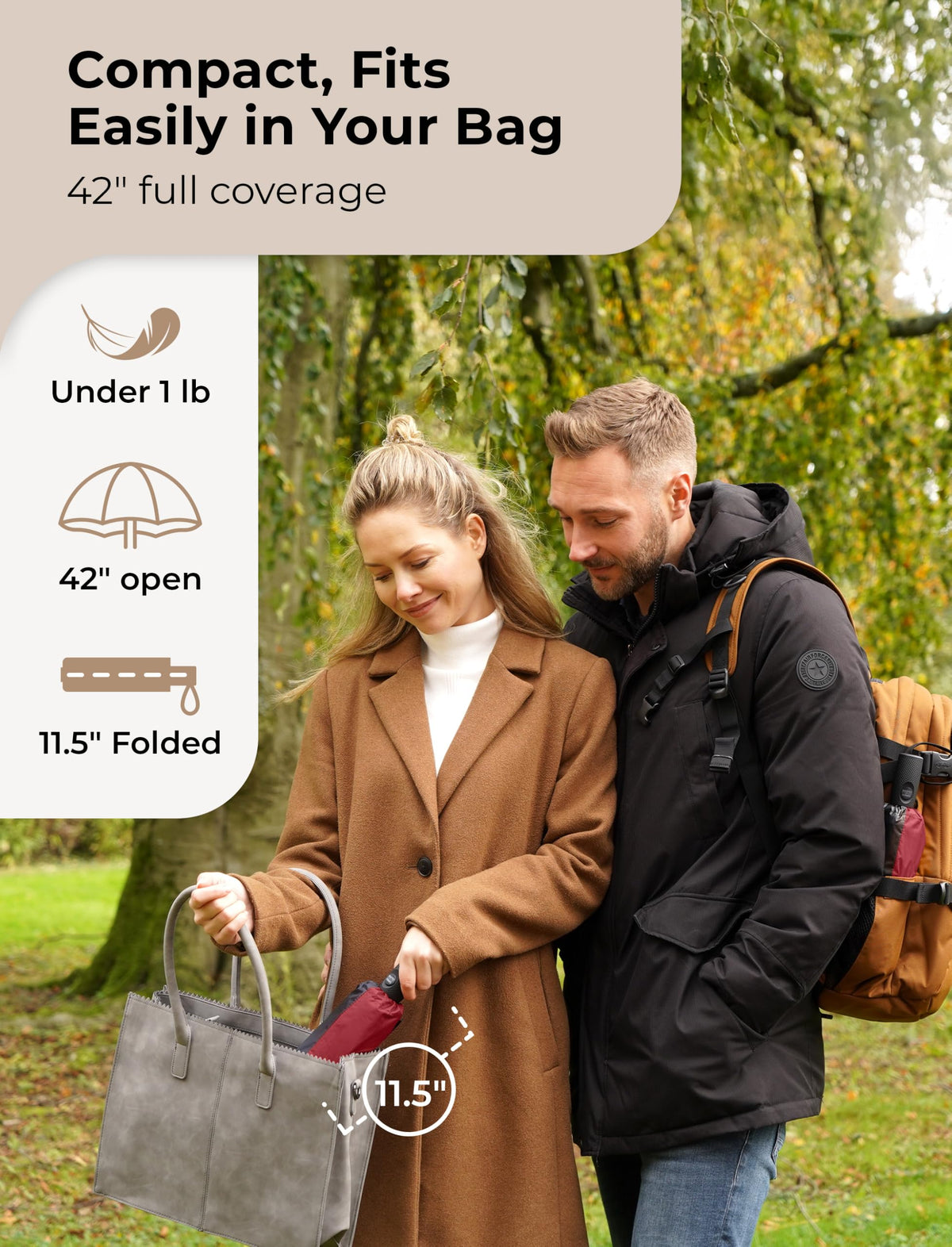 Strongest Windproof Travel Umbrella (Compact, 100MPH Wind-Tested)