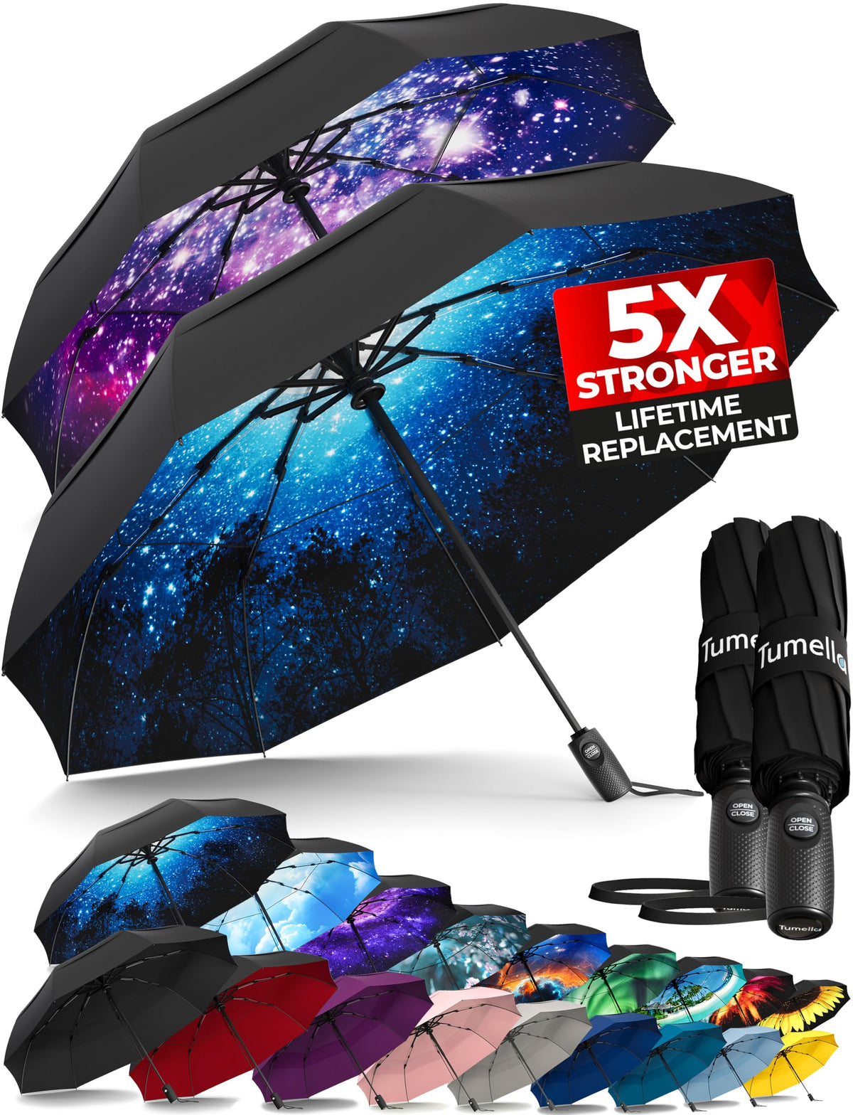 Strongest Windproof Travel Umbrella (Compact, 100MPH Wind-Tested)