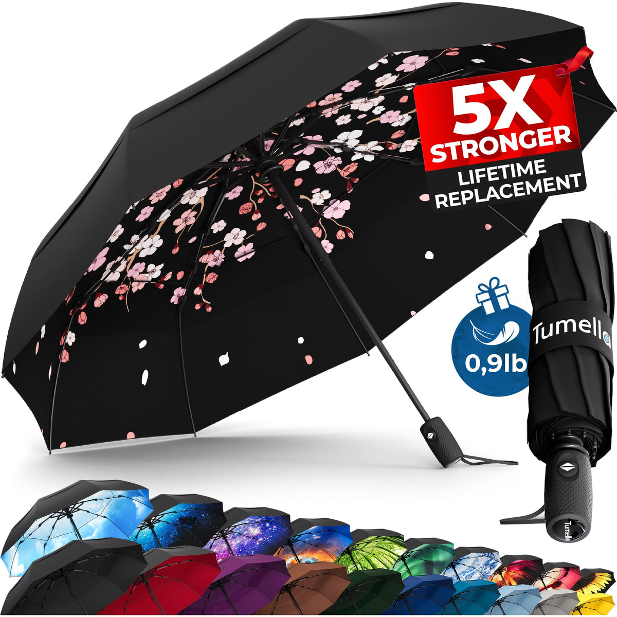 Strongest Windproof Travel Umbrella (Compact, 100MPH Wind-Tested)