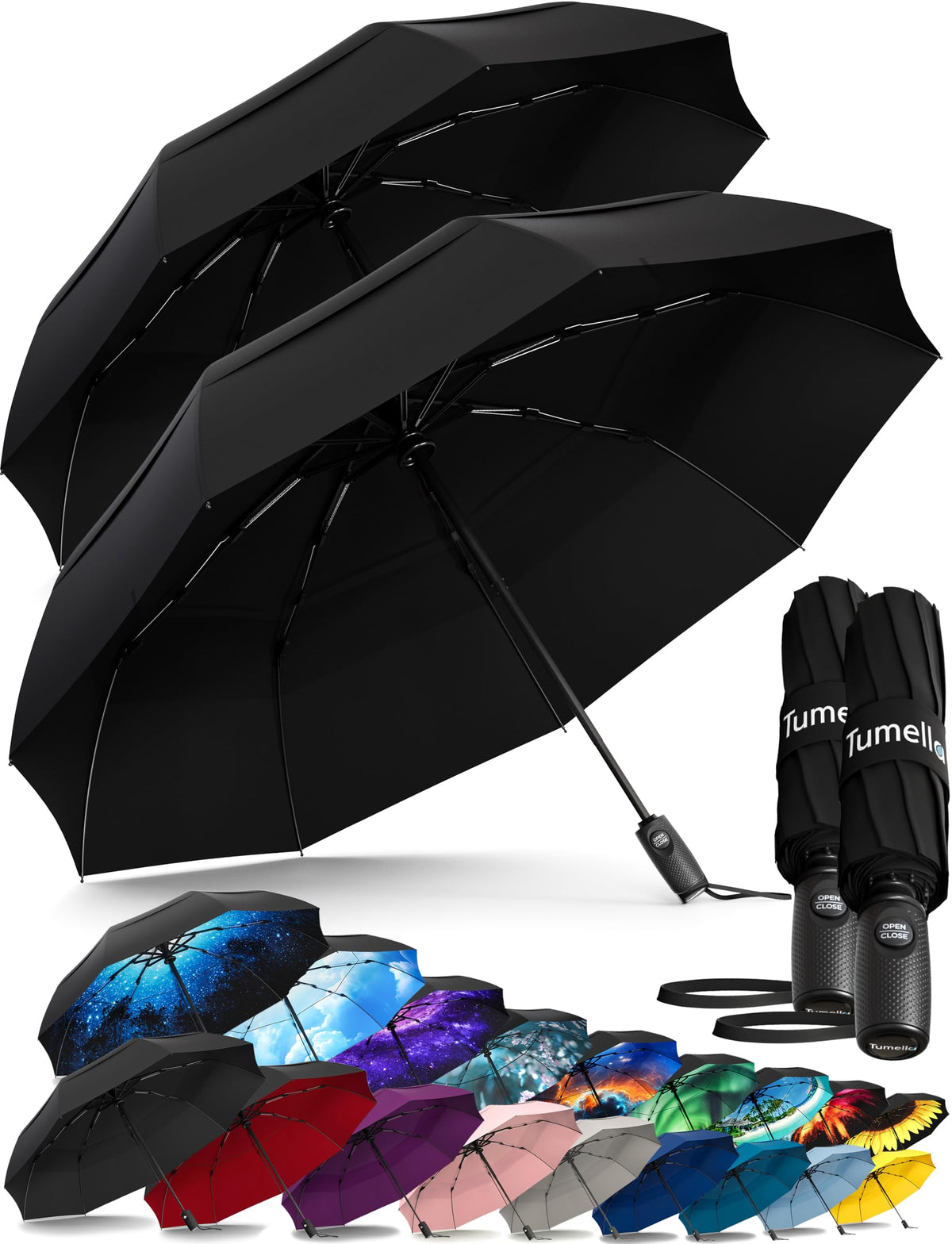 Strongest Windproof Travel Umbrella (Compact, 100MPH Wind-Tested)